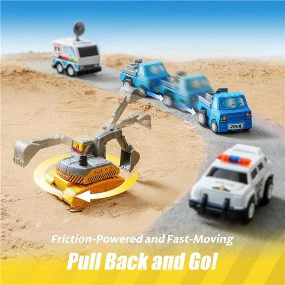 18 Pcs Pull Back City Cars and Trucks Toy Vehicles Set Friction Powered Cars Toy - Picture 6 of 7